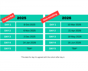 Dates of the October 2025 cohort and the March 2026 cohort